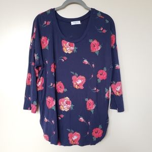 Babaton Aritzia Blue Rose Print Jersey Knit T-Shirt